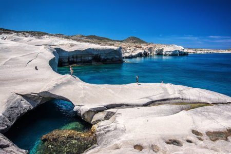 The lunar beach of Sarakiniko in Milos